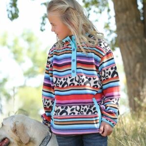 🐆 Cruel Girl Youth Cheetah Print Serape Fleece Pullover ~ Like New ~ XL